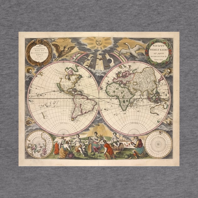 Vintage Map of The World (1672) by Bravuramedia